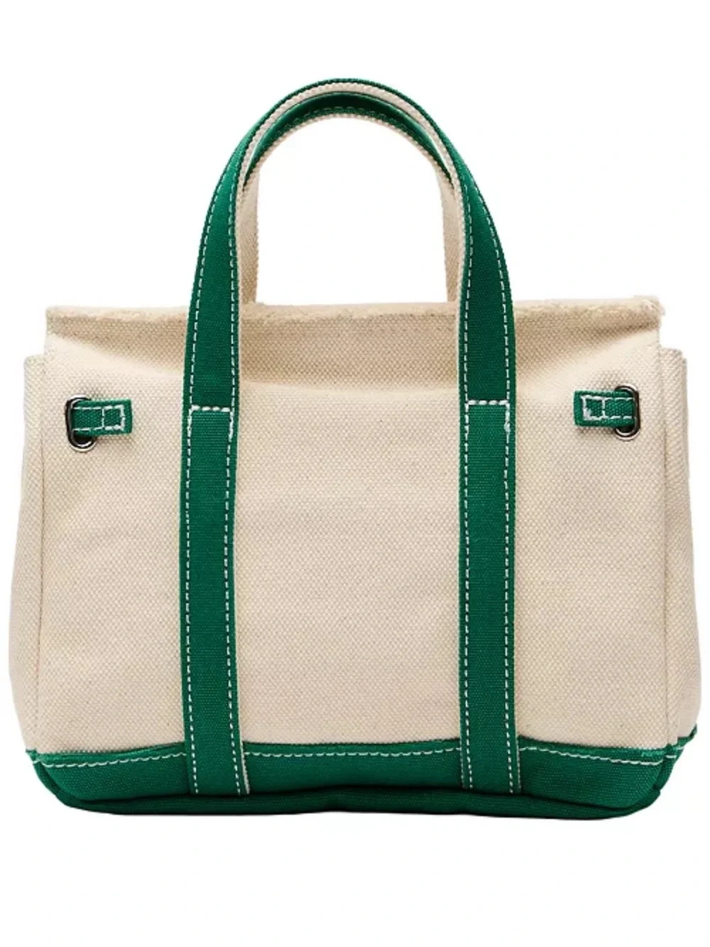 Macy's Cream Canvas Mini Tote with Green Trim - Picture 5 of 5